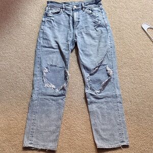 American Eagle Outfitters Light Blue Distressed Straight Leg Jeans
